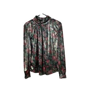 Lauren Lee Vintage Floral Long Sleeve Mock Neck Blouse Top‎ Sz 10